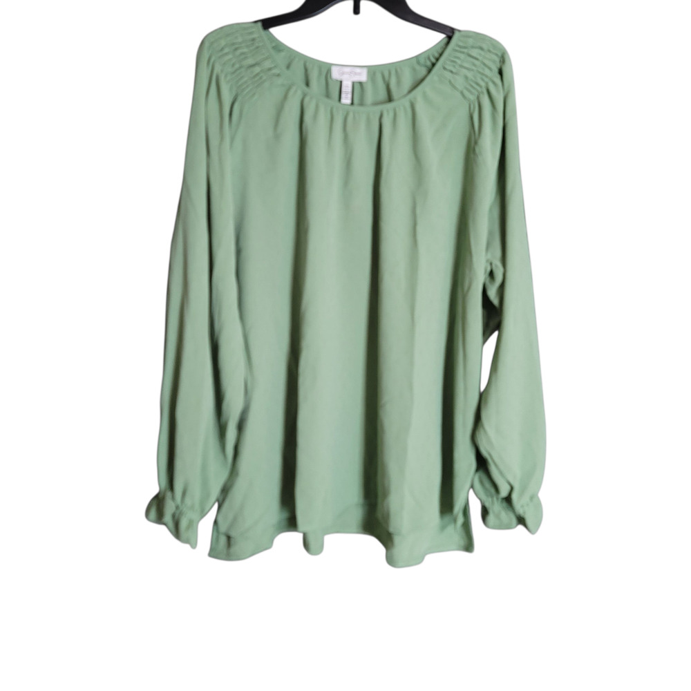 Jessica Simpson Green Ruched Shoulder Blouse  XXL - Picture 12 of 12